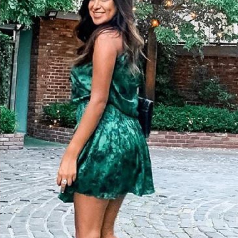 Green tie neck dress